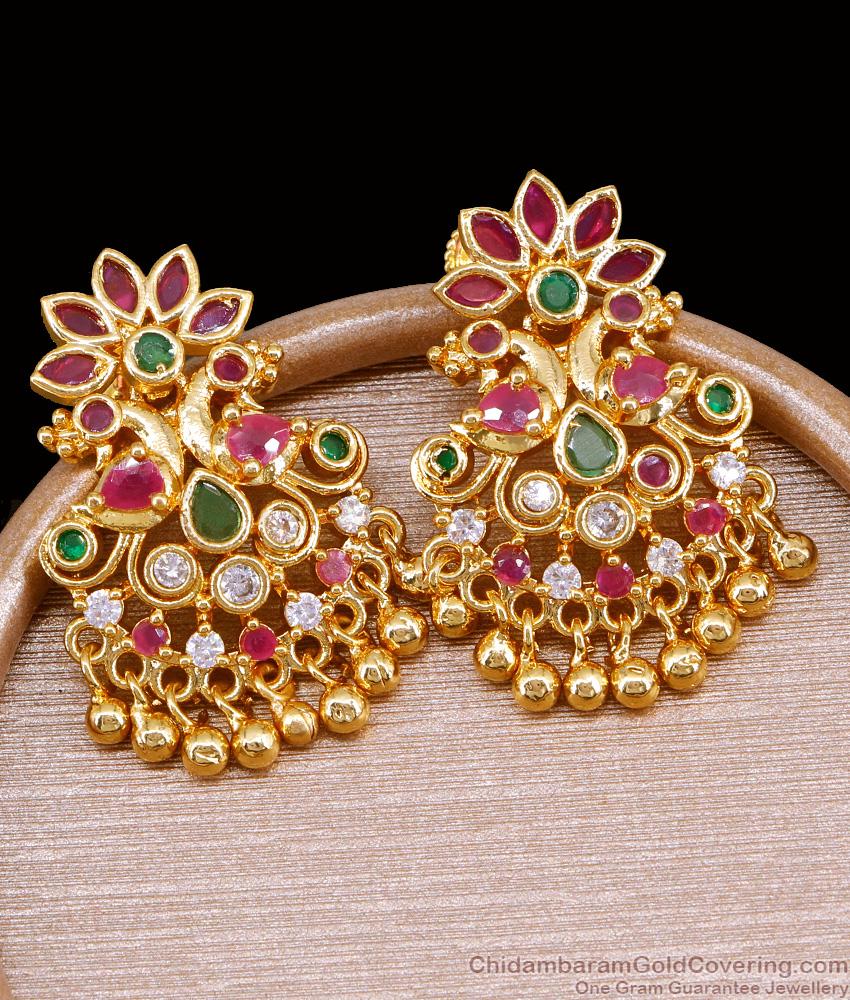 Elegant Micro Gold Plated Peacock Stone Dangler Collections Online ER5220
