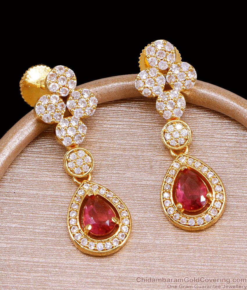 American Diamond Long Desinger Gold Dangler Earring For Wedding ER5223 American Diamond Long Desinger Gold Dangler Earring For Wedding ER5223