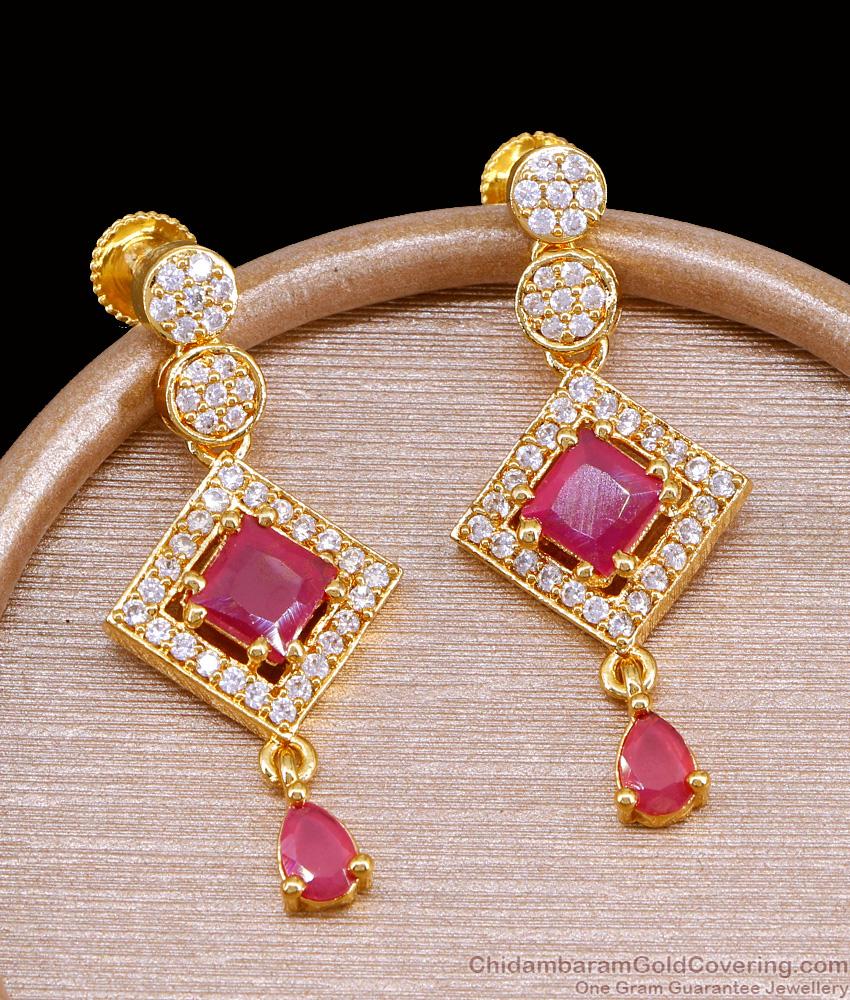 Attractive Big Ruby Stone Diamond Fancy Dangler Earring Collections ER5224 Attractive Big Ruby Stone Diamond Fancy Dangler Earring Collections ER5224