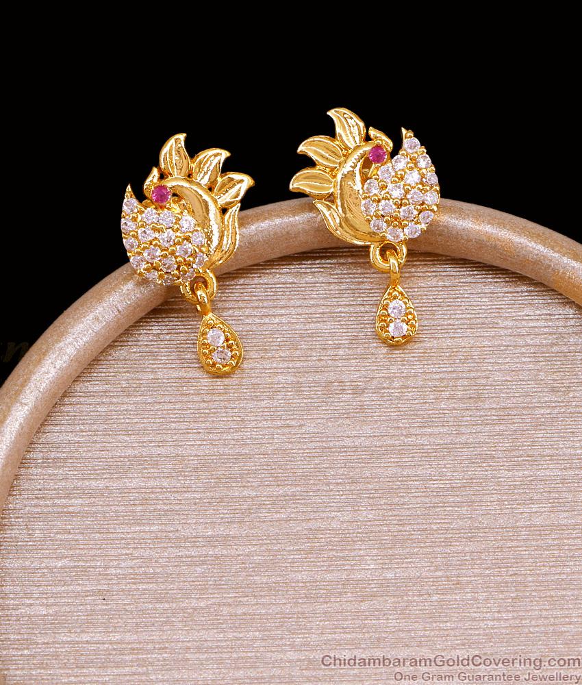 Attractive Peacock Design Gold Plated Stud Earring With Stone ER5230