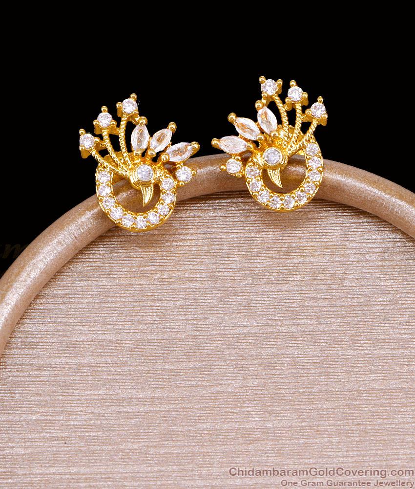 Latest American Diamond Gold Imitation Stud For Daily Wear ER5232