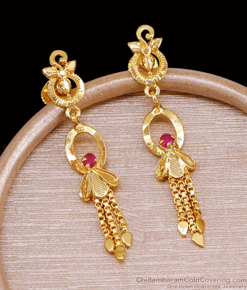 Bridal Wear Gold Imitation Long Dangler Earring With Price ER5234