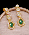 Stylish Emerald Stone Diamond Dangler Earring For Wedding ER5235