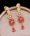 Grand Bridal Wear Ruby White Stone Floral Gold Earring Design ER5236