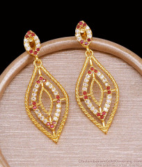 New Arrival Ruby White Stone Gold Dangler Design With Price Online ER5238 New Arrival Ruby White Stone Gold Dangler Design With Price Online ER5238