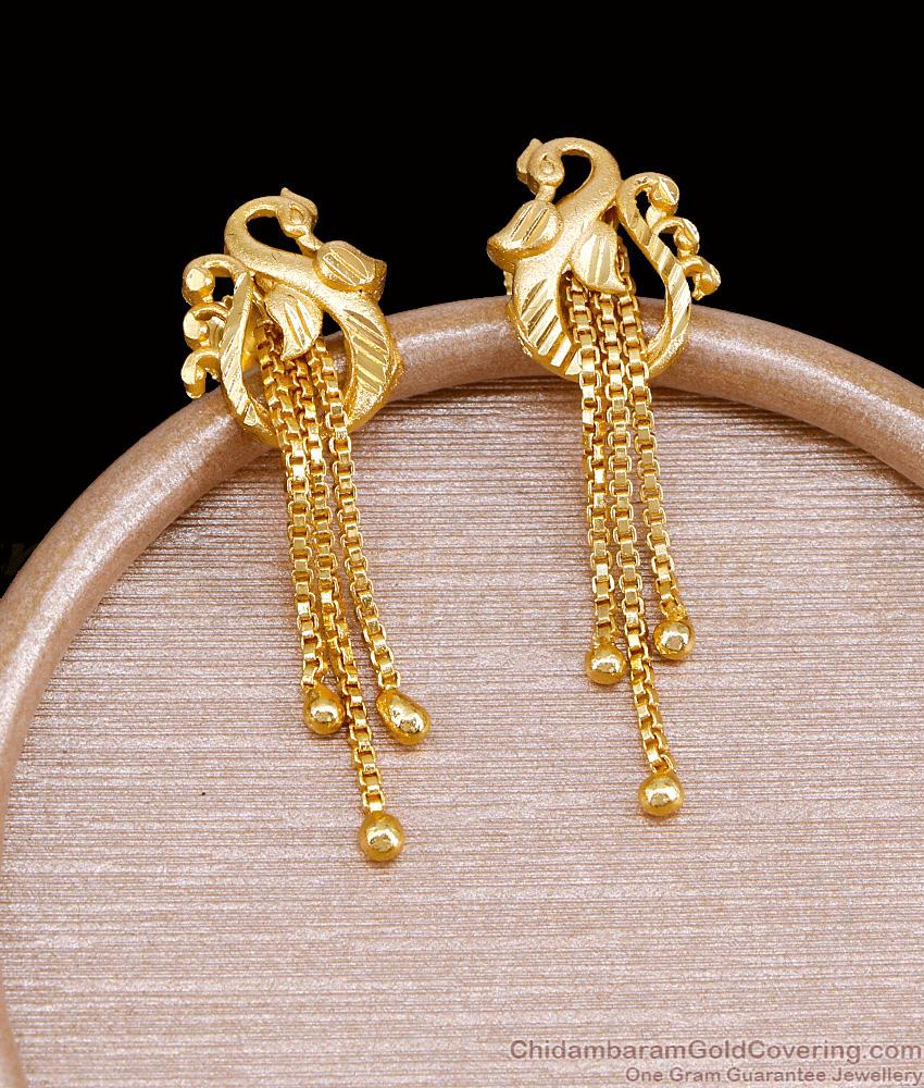 Stylish Peacock Design Two Gram Gold Earring For Wedding ER5245