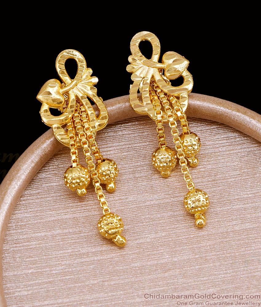 Regular Use Forming Gold Earring Heart Shaped Danglers ER5247