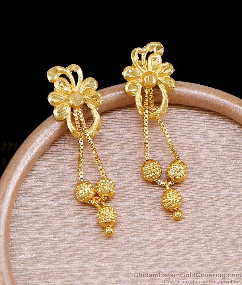 Real Gold Tone Floral Design Dangler Forming Earring Collections ER5248