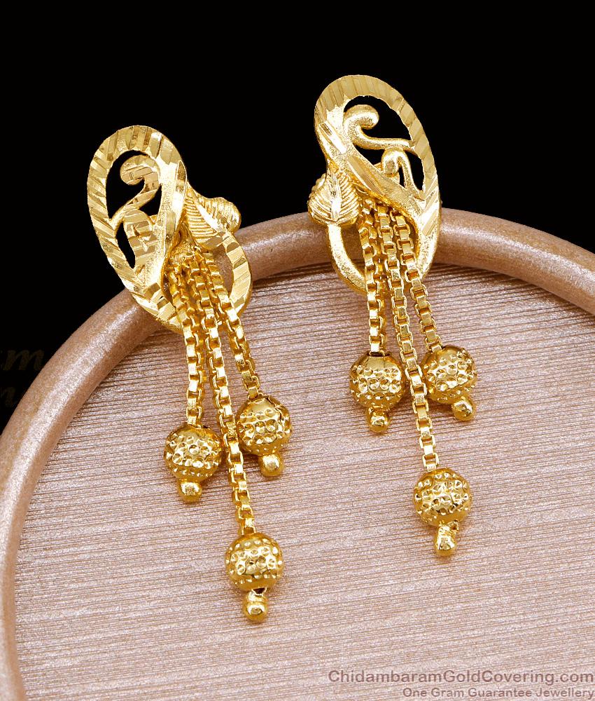 Classic Micro Gold Polish Earring Flower Design With Beads ER5251