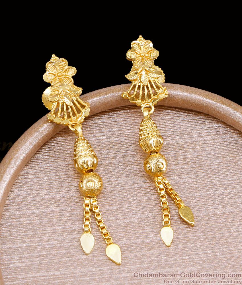 Grand Look Two Gram Gold Long Earring Collection With Price ER5255