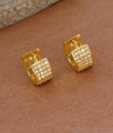 Daily Wear Gold Imitation White Stone Hoop Earring Design ER5256