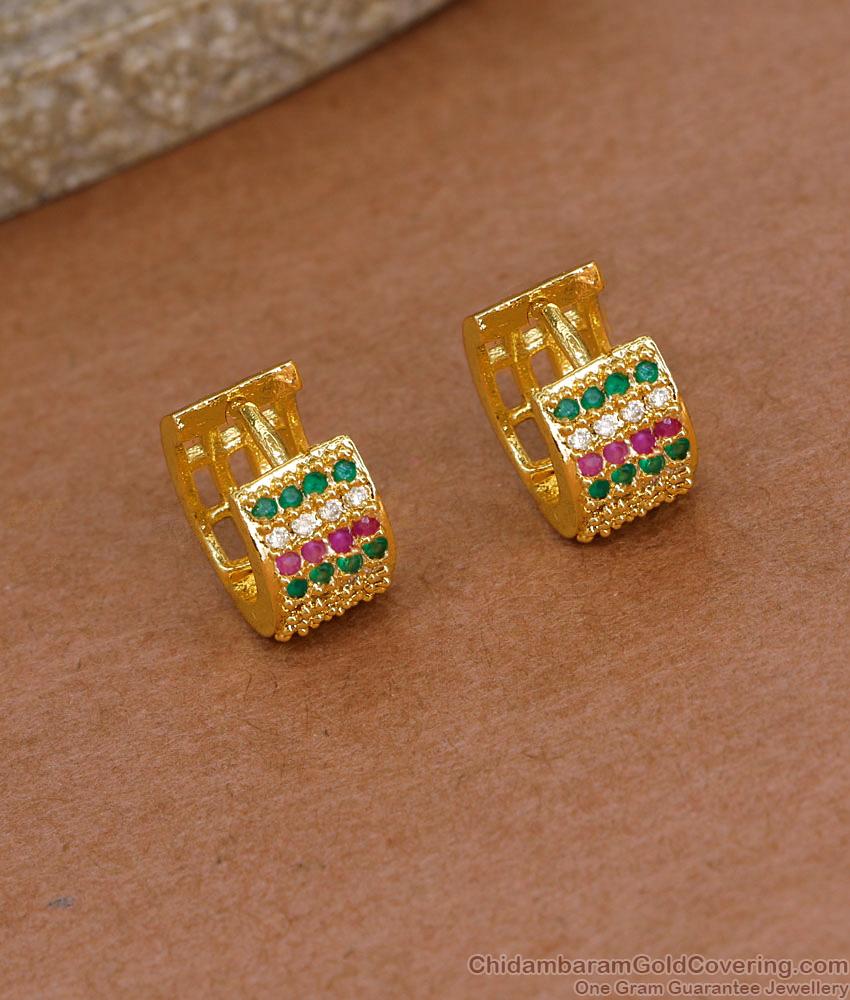 Buy Multi Color Stone Gold Hoop Earring With Price Online ER5257
