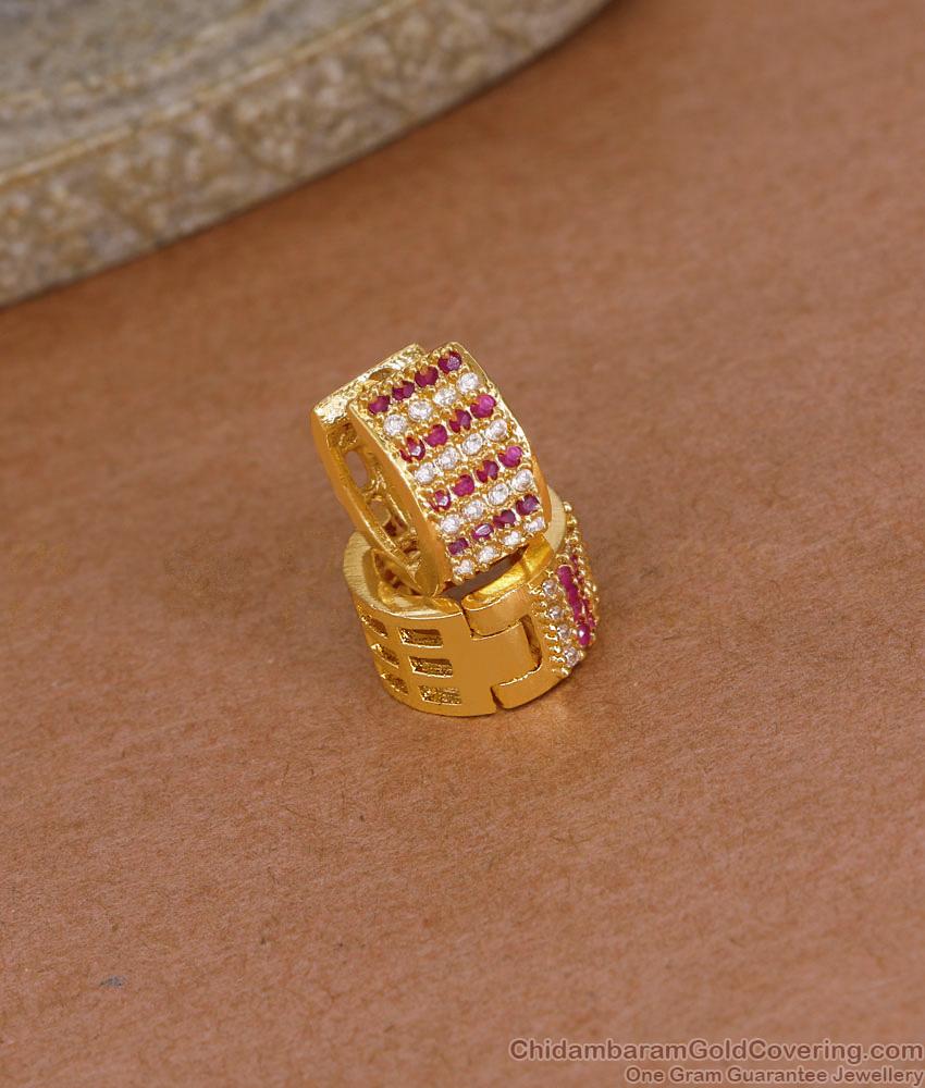 Ruby White Stone Gold Plated Hoop Earring At Affordable Price ER5258