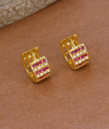 Ruby White Stone Gold Plated Hoop Earring At Affordable Price ER5258 Ruby White Stone Gold Plated Hoop Earring At Affordable Price ER5258