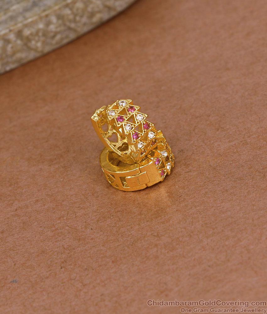 Stylish Ad Stone 1 Gram Gold Small Hoop Earring For Women ER5261