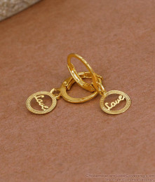 Plain Gold Imitation Hoop Earring With Love Wordings ER5262 Plain Gold Imitation Hoop Earring With Love Wordings ER5262