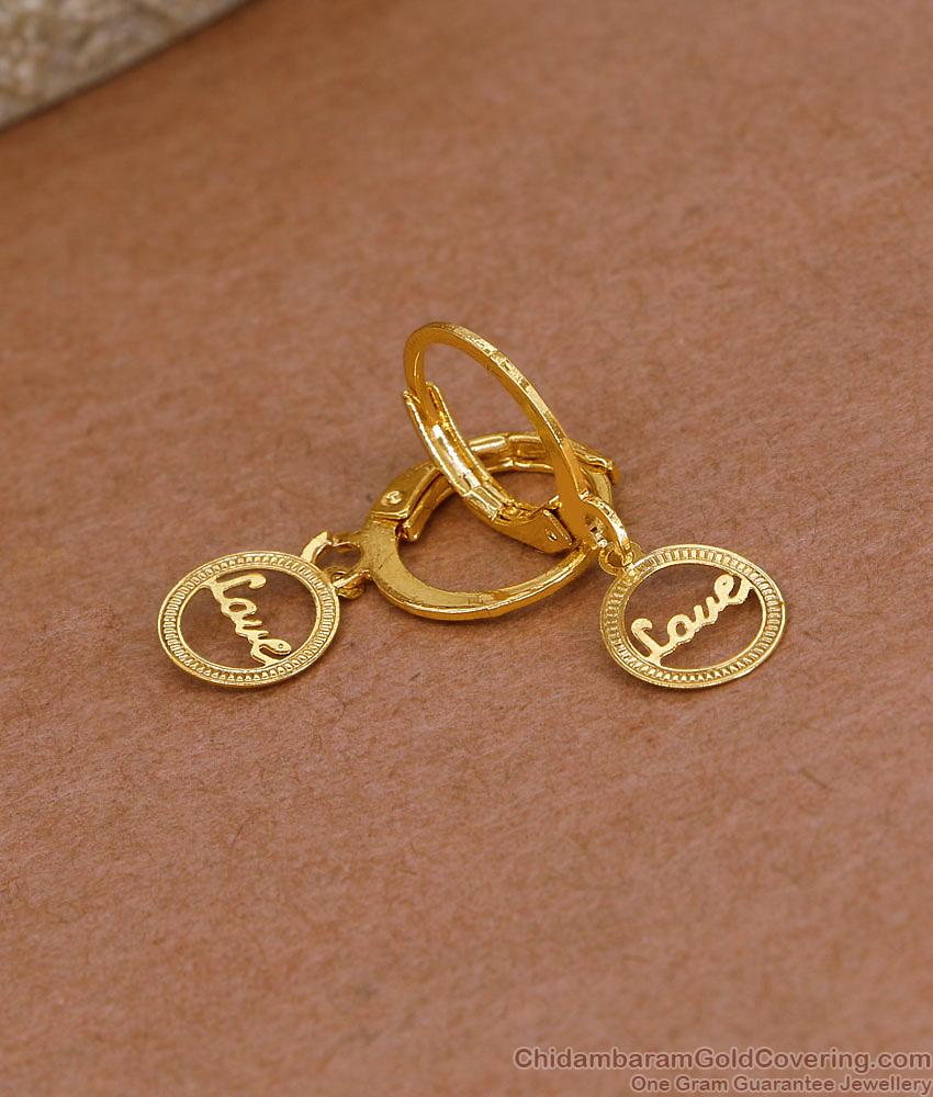 Plain Gold Imitation Hoop Earring With Love Wordings ER5262