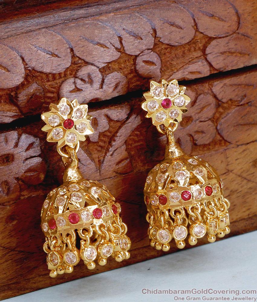 Latest Five Metal Impon Stone Jhumki Earring For Bridal Wear ER5265