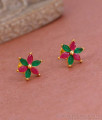 Stylish Ruby Green Stone Floral Studs 1 Gram Gold Earring ER5266 Stylish Ruby Green Stone Floral Studs 1 Gram Gold Earring ER5266