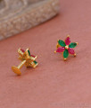 Stylish Ruby Green Stone Floral Studs 1 Gram Gold Earring ER5266 Stylish Ruby Green Stone Floral Studs 1 Gram Gold Earring ER5266