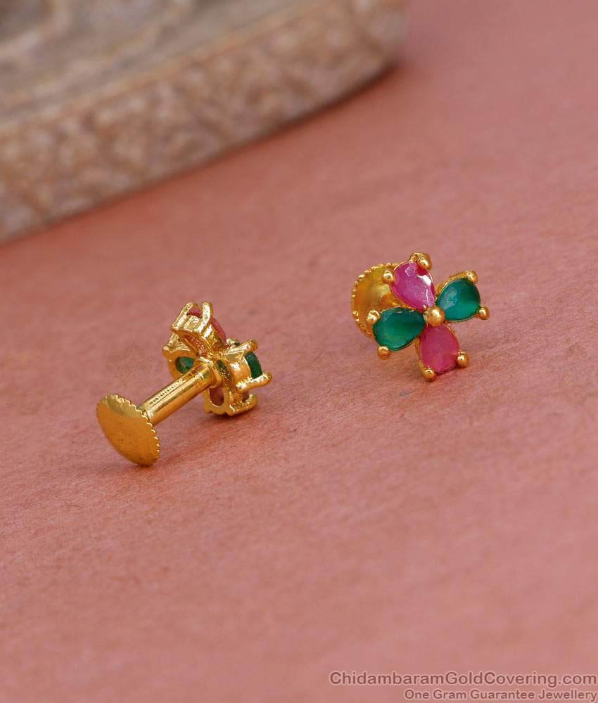 Buy Ad Stone Gold Imitation Stud Screw Back Earring Online ER5269