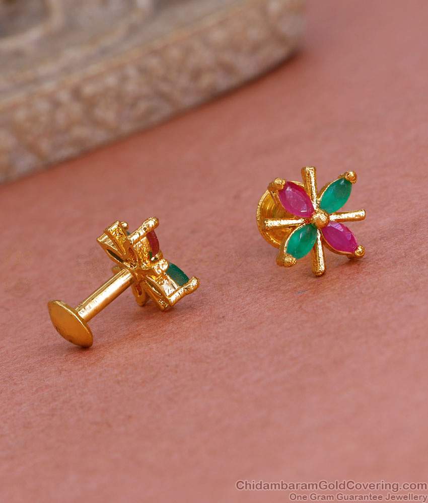 Flower Design Micro Gold Polish Stud Earring With Stone ER5270 Flower Design Micro Gold Polish Stud Earring With Stone ER5270