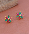 Latest 6 Petal Floral Gold Stud With Ruby Green Stone Online ER5271 Latest 6 Petal Floral Gold Stud With Ruby Green Stone Online ER5271