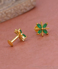 Regular Use Green Stone Fancy Gold Stud Earring For Women ER5272 Regular Use Green Stone Fancy Gold Stud Earring For Women ER5272