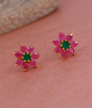 Trendy Ruby Green Stone Micro Gold Plated Stud Earring ER5276 Trendy Ruby Green Stone Micro Gold Plated Stud Earring ER5276