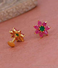 Trendy Ruby Green Stone Micro Gold Plated Stud Earring ER5276 Trendy Ruby Green Stone Micro Gold Plated Stud Earring ER5276