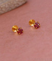 Single Ruby Stone Very Small Gold Stud For Women Fashions ER5277
