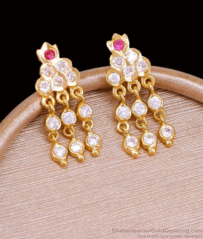 Pure Gold Tone Impon Dangler Earring For Women Wedding ER5282 Pure Gold Tone Impon Dangler Earring For Women Wedding ER5282