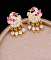 Beautiful Swan Design Impon Gold Earring With Ruby White Stone ER5284 Beautiful Swan Design Impon Gold Earring With Ruby White Stone ER5284