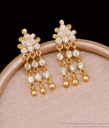 Buy Dazzling White Stone Impon Dangler Earring Triple Chain Design ER5291