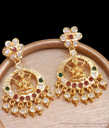 Original Impon Metal Lakshmi Earring With Multi Color Stone ER5295