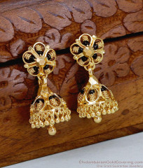 Black Beads Gold Imitation Mangalsutra Jhumkas Shop Online ER5296 Black Beads Gold Imitation Mangalsutra Jhumkas Shop Online ER5296