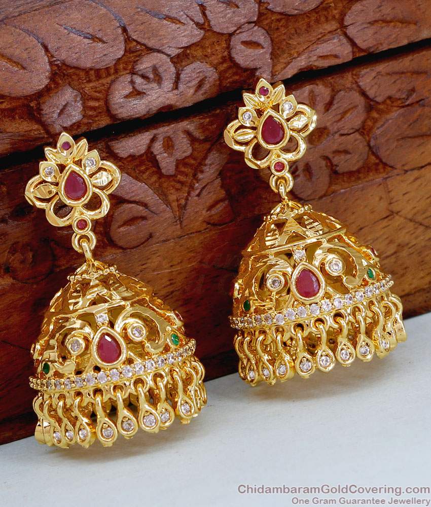 Beautiful Bridal Wear Gold Imitation Jhumki With Stone For Women ER5299 Beautiful Bridal Wear Gold Imitation Jhumki With Stone For Women ER5299