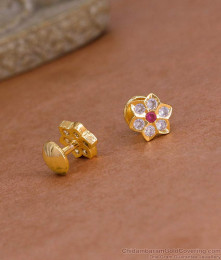 Ruby White Stone Impon Panchaloha Stud Earring For Women ER5305 Ruby White Stone Impon Panchaloha Stud Earring For Women ER5305