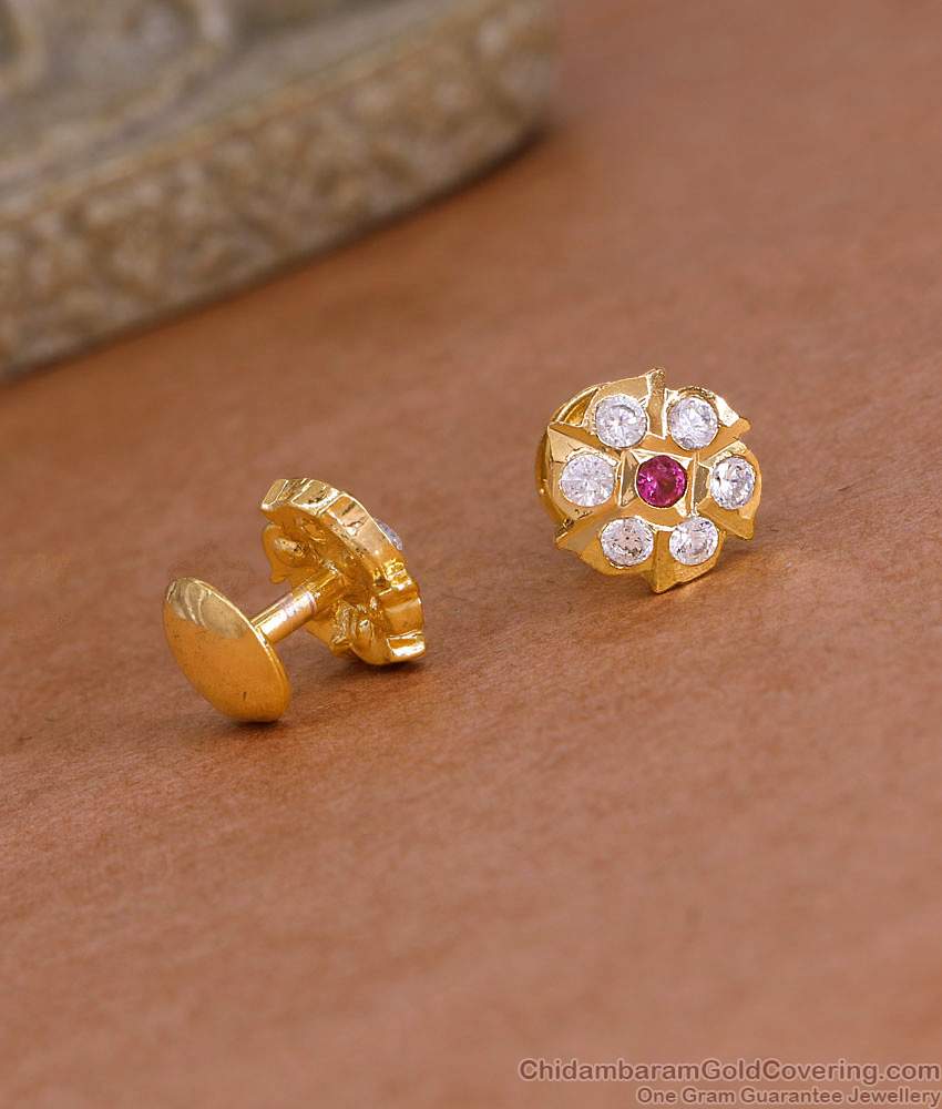 Stylish 5 Metal Impon Stud Earring With Stone For Women Fashion ER5306