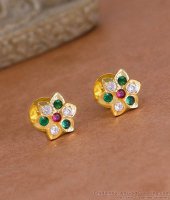 Trendy Multi Color Stone Gold Finish Impon Stud Earring Online ER5307