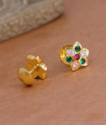 Trendy Multi Color Stone Gold Finish Impon Stud Earring Online ER5307
