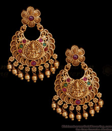 Beautiful Multi Color Kemp Stone Antique Lakshmi Earring Matt Finish ER5327