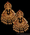 Bridal Wear Ruby Green Stone Antique Gold Dangler Earring Lakshmi Design ER5331