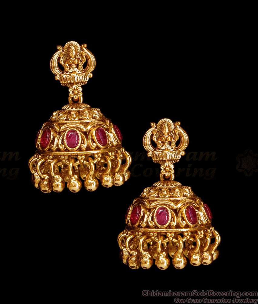 Beautiful Small Ruby Stone Antique Jhumki Earring Shop Online ER5332