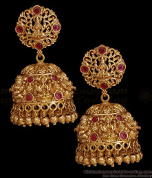 Premium Quality Antique Gold Jhumkas Lakshmi Design For Wedding ER5333