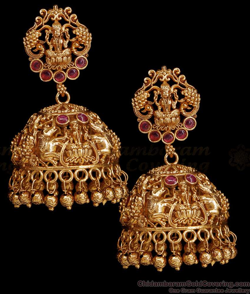 Traditional Gajalakshmi Design Anqtiue Jhumki Earring Temple Jewelry Online ER5338