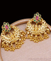 Traditional One Gram Gold Lakshmi Earring With Green Stone Online ER5341