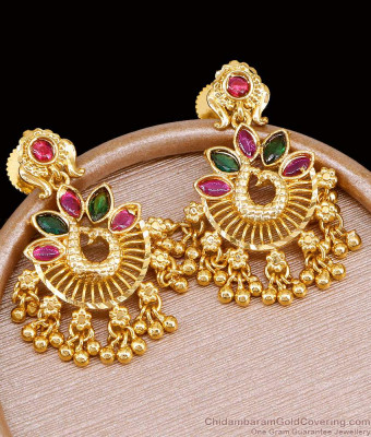 Attractive Kemp Stone Peacock Gold Earring Women Bridal Jewelry ER5345
