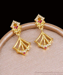 Real Gold Look Ad Stone Dangler Earring For College Wear ER5350