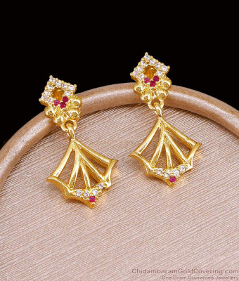 Real Gold Look Ad Stone Dangler Earring For College Wear ER5350